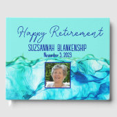 Happy Retirement Blue Green Waterverf Custom Gastenboek (Voorkant)