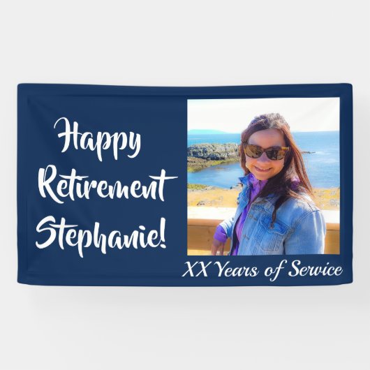 Happy Retirement Blue Photo Retirement Party Spandoek (Horizontaal)