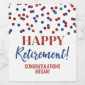 Happy Retirement Blue Red Confetti Wijn Etiket (Enkel label)