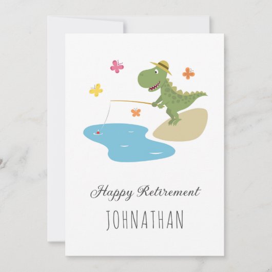 Happy Retirement Cartoon Dinosaurus Gevist Kaart (Voorkant)