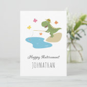 Happy Retirement Cartoon Dinosaurus Gevist Kaart (Staand voorkant)