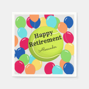 Happy Retirement Colorful Balloons Tennis ball Servet