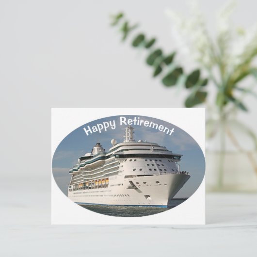 Happy Retirement: Cruiseschip 3 (ovaal) Briefkaart (Staand voorkant)