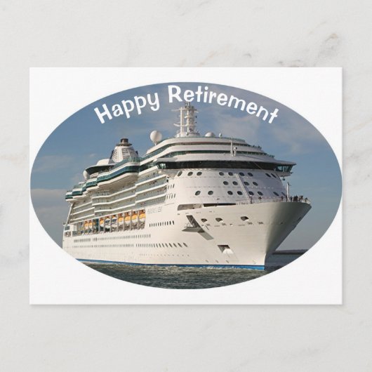 Happy Retirement: Cruiseschip 3 (ovaal) Briefkaart (Voorkant)