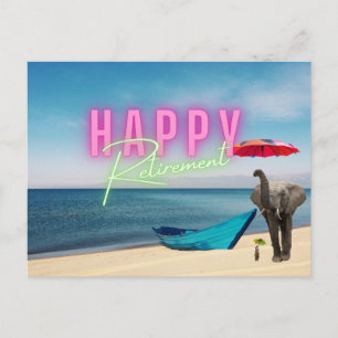 Happy Retirement Funny Surreal Beach Scene Briefkaart
