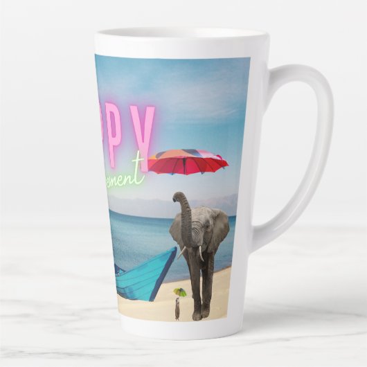 Happy Retirement Funny Surreal Beach Scene Latte Mok (Rechts)