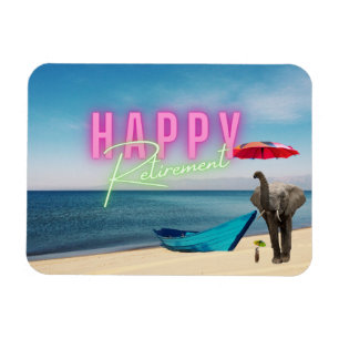 Happy Retirement Funny Surreal Beach Scene Magneet