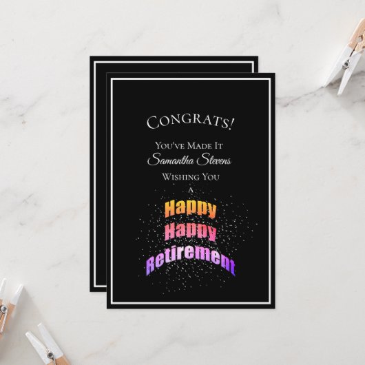 Happy Retirement Gefeliciteerd dat je het leuk heb Kaart (Voorkant / Achterkant in situ)