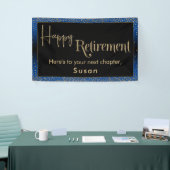 Happy Retirement Gold Confetti, felblauw Spandoek (Beurs)