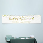 Happy Retirement Gold Confetti Script Aangepast Spandoek (Beurs)