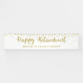 Happy Retirement Gold Confetti Script Aangepast Spandoek (Horizontaal)