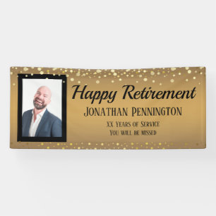 Happy Retirement Gold met Confetti One Photo Spandoek