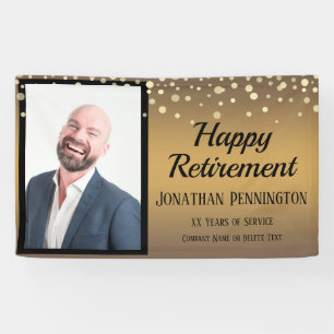 Happy Retirement Gold met Confetti One Photo Spandoek
