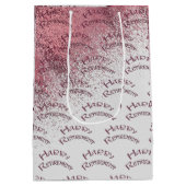 Happy Retirement Gold Pink Glitter Medium Cadeauzakje (Achterkant)