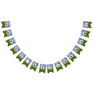 Happy Retirement-golfbal op t-shirt in gras Vlaggetjes