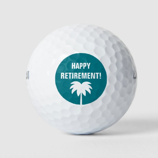 Happy Retirement golfbal set met palmboom logo Golfballen (Voorkant)