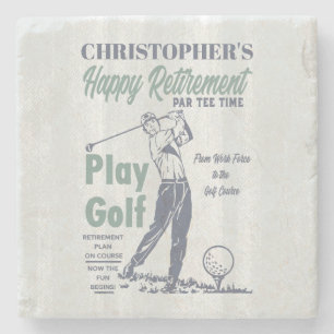 Happy Retirement Golfer Theme Retro Golf Stenen Onderzetter