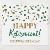 Happy Retirement Green Gold Confetti Sparkling Wijnetiket (Enkel label)
