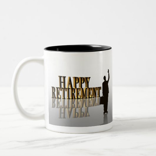 Happy Retirement koffiemok Tweekleurige Koffiemok (Links)