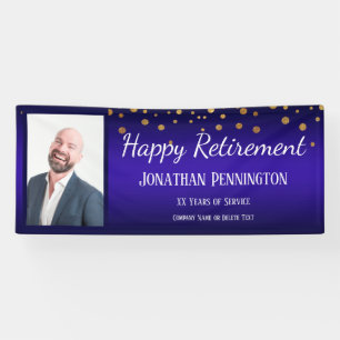 Happy Retirement met gouden Confetti One-foto Spandoek