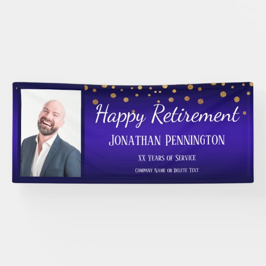 Happy Retirement met gouden Confetti One-foto Spandoek (Horizontaal)