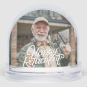Happy Retirement Modern Script Personalized Photo Sneeuwbol (Achterkant)