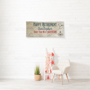 Happy Retirement Nieuwe Adventure Kaart Monogramme Spandoek