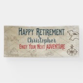 Happy Retirement Nieuwe Adventure Kaart Monogramme Spandoek (Horizontaal)