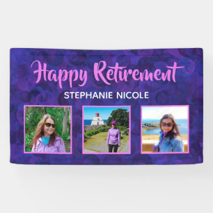 Happy Retirement Paarse roze multiple photots Spandoek