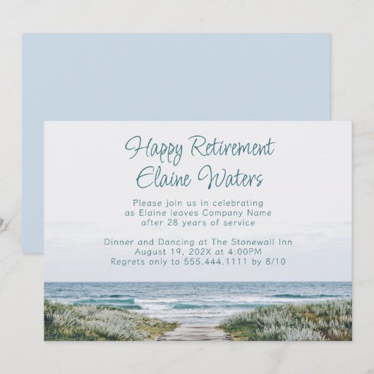Happy Retirement Party Boardwalk Ocean Kaart (Voorkant / Achterkant)