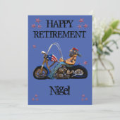 Happy Retirement Party Funny Biker Invitation Kaart (Staand voorkant)