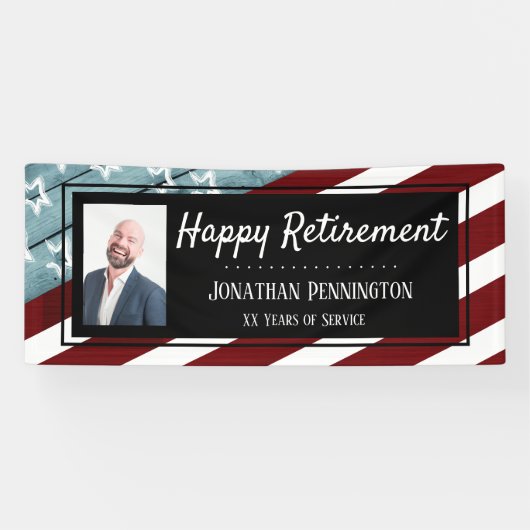 Happy Retirement Party patriottic foto Spandoek (Horizontaal)