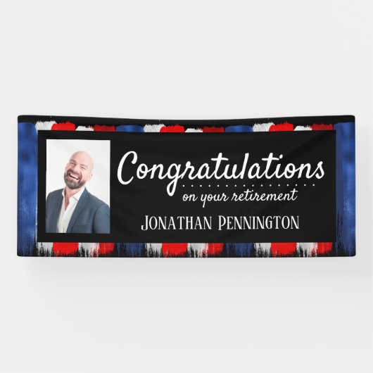 Happy Retirement Party red white en blue Banner (Horizontaal)