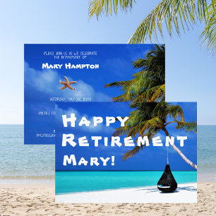 Happy Retirement Party, Sunny Beach Invitation Kaart