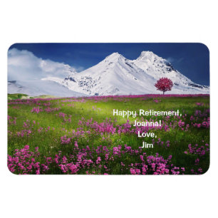 Happy Retirement Personalized Mountains Flowers Magneet