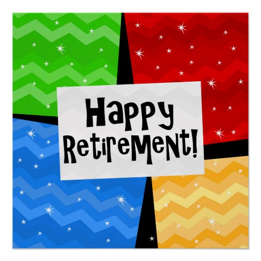 Happy Retirement, Primary Color Squares Party Perfect Poster (Voorkant)