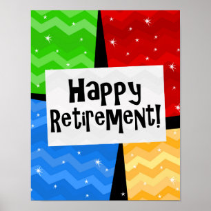 Happy Retirement, Primary Color Squares Party Poster