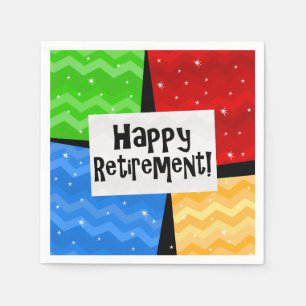 Happy Retirement, Primary Color Squares Party Servet