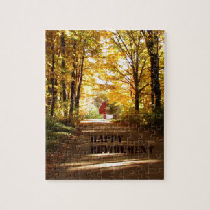 Happy Retirement Red Barn Autumn Road Legpuzzel