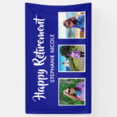 Happy Retirement Royal Blue Multiple Photos Spandoek (Verticaal)