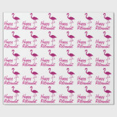 Happy Retirement roze flamingo Aangepaste tekst Gi Cadeaupapier (Vlak)