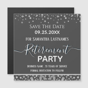 Happy Retirement Silver Confetti Save the Date