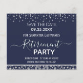 Happy Retirement Silver Confetti Save the Date (Voorkant)