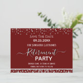 Happy Retirement Silver Confetti Save the Date Kaart (Staand voorkant)