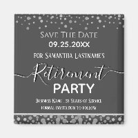 Happy Retirement Silver Confetti Save the Date