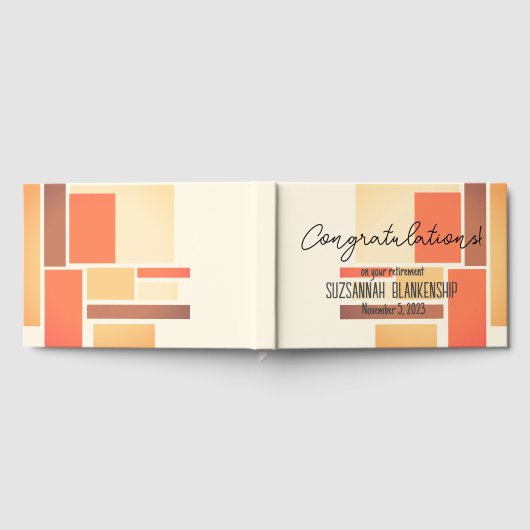 Happy Retirement Sinaasappel Block Abstract Custom Gastenboek (Volledig)