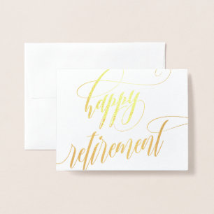 Happy Retirement Swirly Calligraphy Folie Kaarten