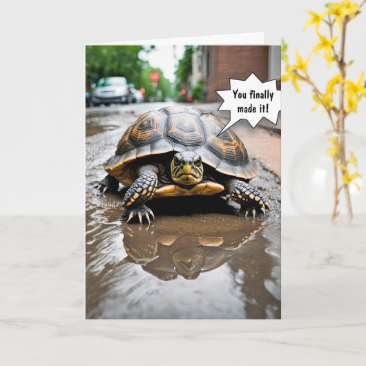 Happy Retirement Turtle Kaart (Gele Bloem)