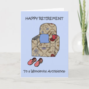 Happy Retirement voor Aartsbisschop Cartoon Fauteu Kaart