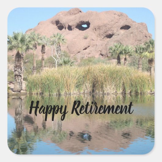 Happy Retirement vreedzame Landscape Workplace Vierkante Sticker (Voorkant)